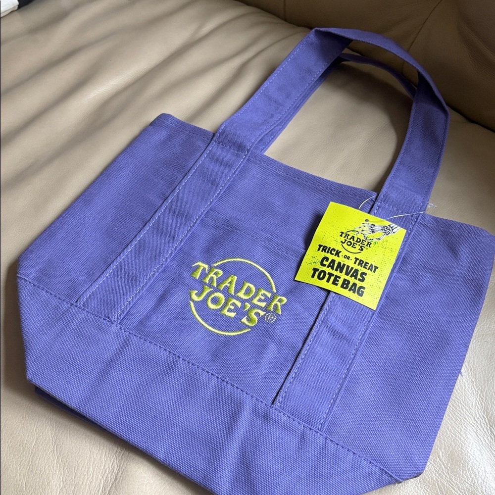NWT Trader Joe's Purple Mini Canvas Tote Bag